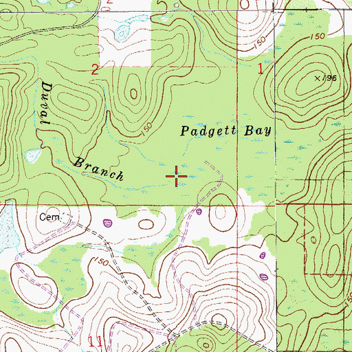 Topographic Map of Duval Branch, FL