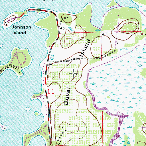 Topographic Map of Duval Island, FL