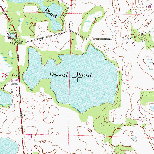 Topographic Map of Duval Pond, FL