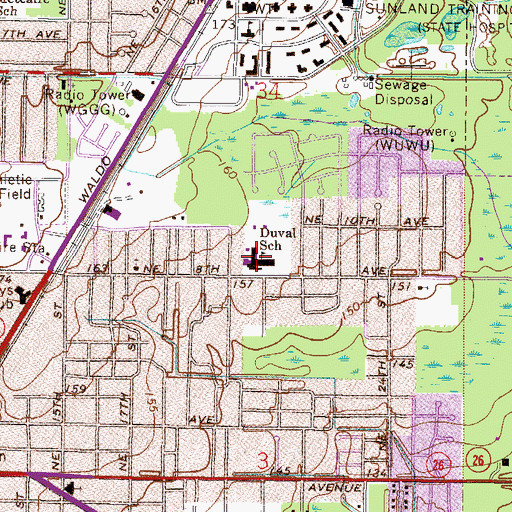 Topographic Map of Charles W Duval Elementary School, FL