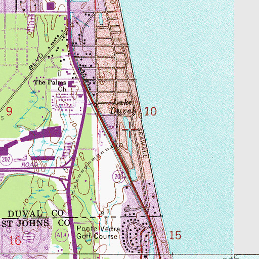 Topographic Map of Lake Duval, FL