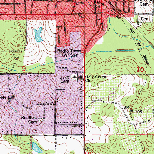 Topographic Map of Dyke Cemetery, FL