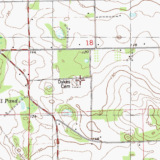 Topographic Map of Dykes Cemetery, FL