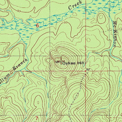 Topographic Map of Dykes Hill, FL