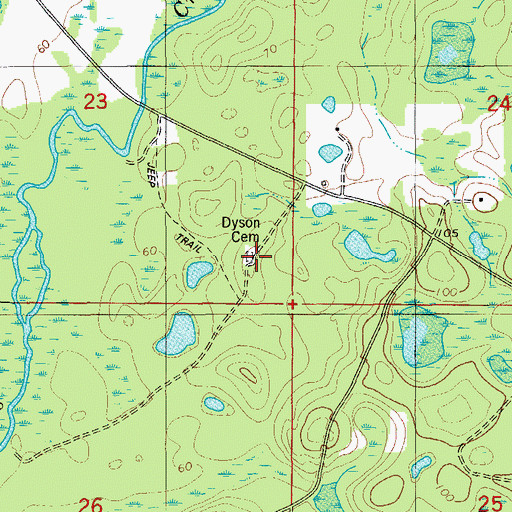 Topographic Map of Dyson Cemetery, FL