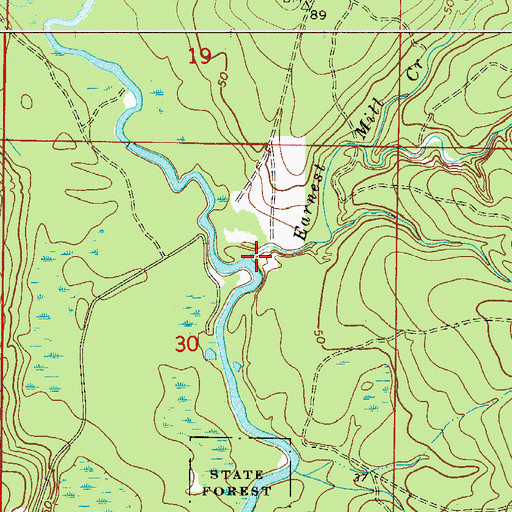 Topographic Map of Earnest Mill Creek, FL