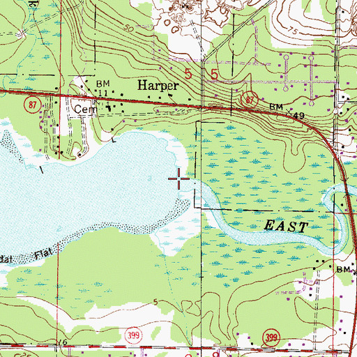 Topographic Map of East Bay River, FL