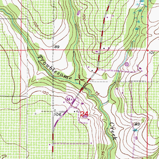 Topographic Map of East Branch Troublesome Creek, FL