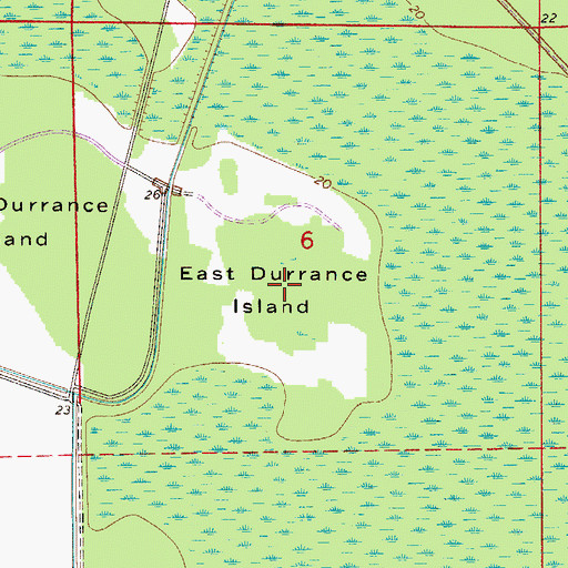 Topographic Map of East Durrance Island, FL
