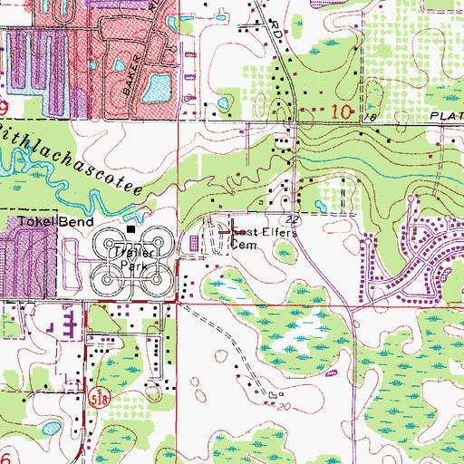 Topographic Map of East Elfers Cemetery, FL
