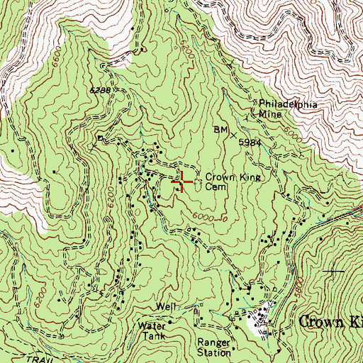 Topographic Map of Crown King Cemetery, AZ