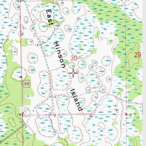 Topographic Map of East Hinson Island, FL