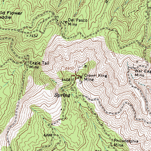 Topographic Map of Crown King Mine, AZ