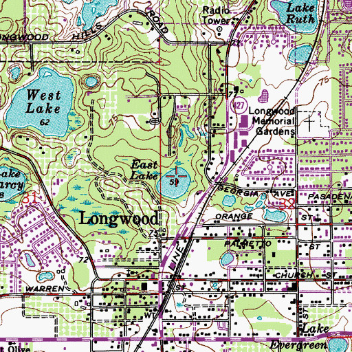 Topographic Map of East Lake, FL