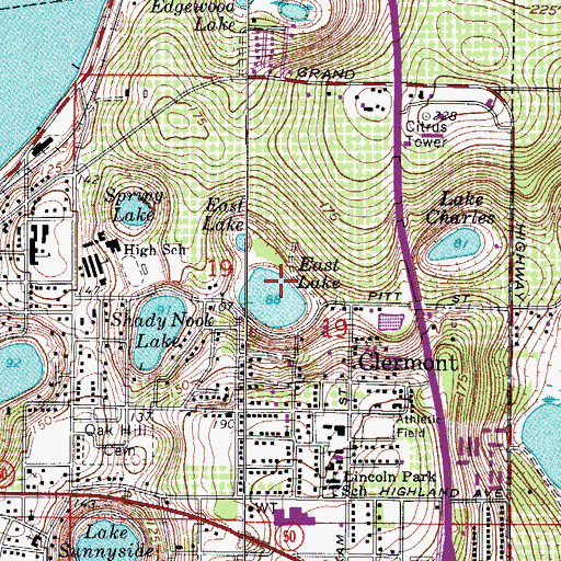 Topographic Map of East Lake, FL
