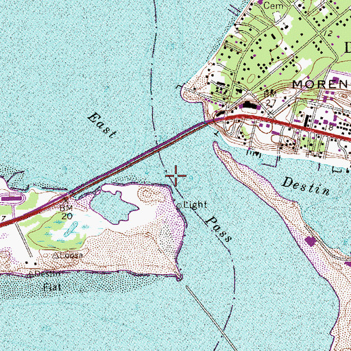 Topographic Map of East Pass, FL