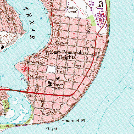 Topographic Map of East Pensacola Heights, FL