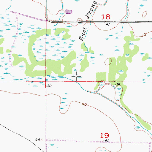 Topographic Map of East Prong Pollywog Creek, FL
