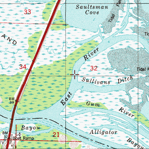 Topographic Map of East River, FL