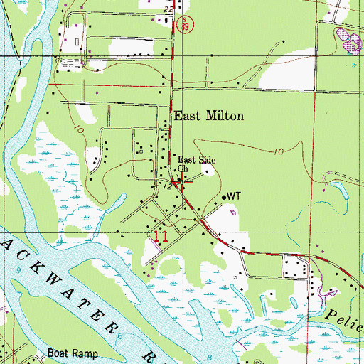 Topographic Map of East Side Church, FL
