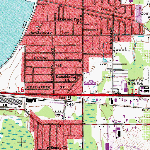 Topographic Map of Eastside Church, FL