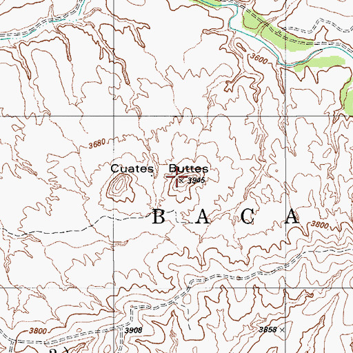 Topographic Map of Cuates Butte, AZ