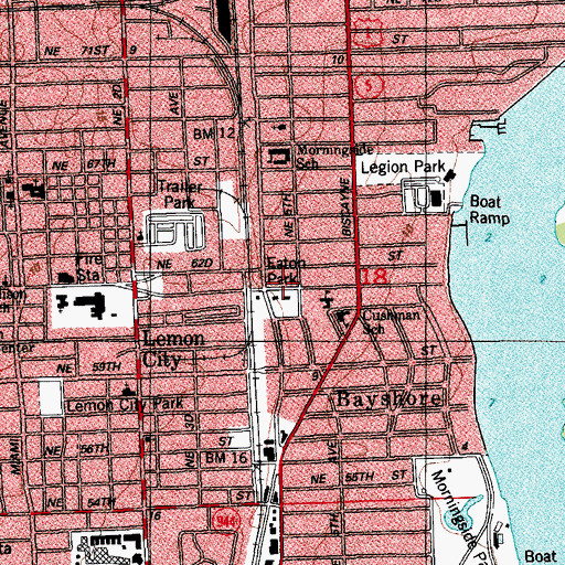 Topographic Map of Eaton Park, FL