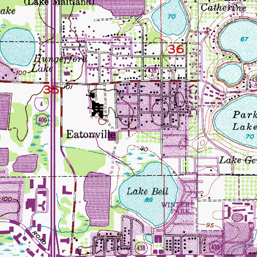 Topographic Map of Eatonville, FL