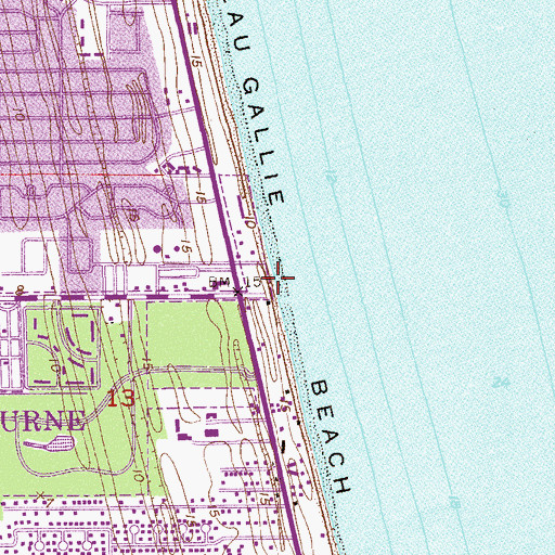 Topographic Map of Eau Gallie Beach, FL
