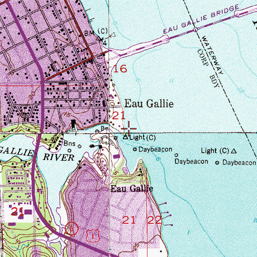 Topographic Map of Eau Gallie River, FL