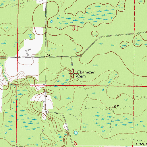 Topographic Map of Ebenezer Cemetery, FL