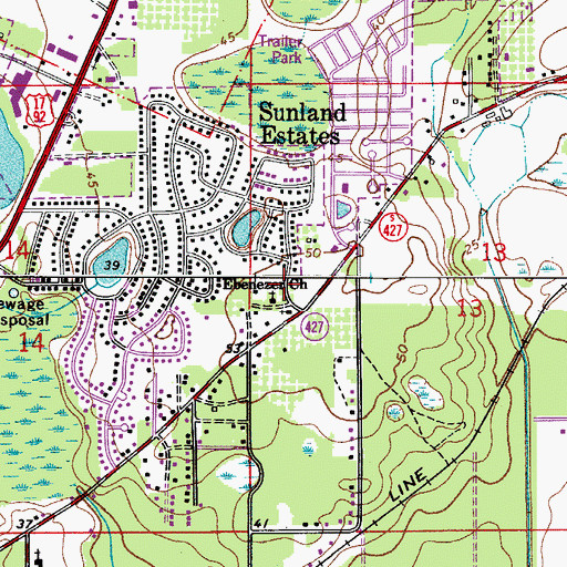 Topographic Map of Ebenezer Church, FL