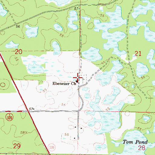 Topographic Map of Ebenezer Church, FL
