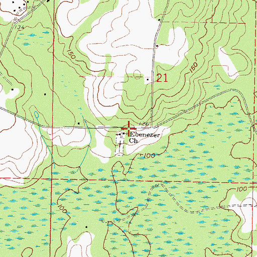 Topographic Map of Ebenezer Church, FL