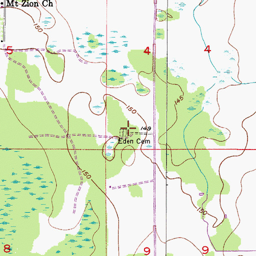 Topographic Map of Eden Cemetery, FL