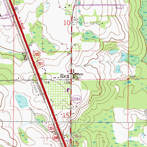Topographic Map of Eden Baptist Church, FL