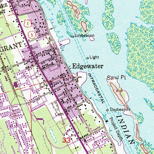 Topographic Map of Edgewater, FL