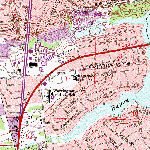 Topographic Map of Edgewater School, FL