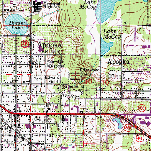 Topographic Map of Edgewood Cemetery, FL