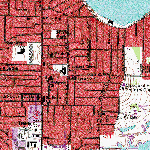 Topographic Map of Edgewood Church, FL