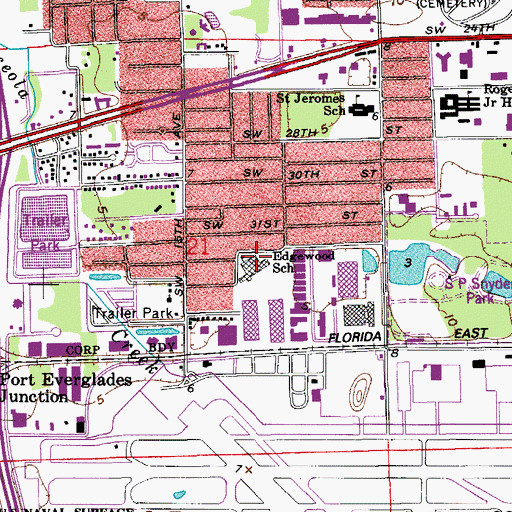 Topographic Map of Edgewood School, FL
