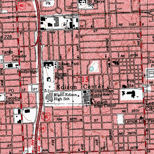 Topographic Map of Edison Center, FL