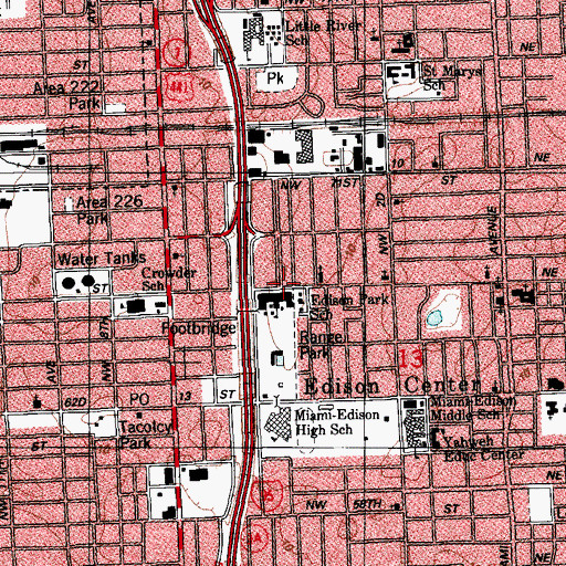Topographic Map of Edison Park K - 8 Center, FL