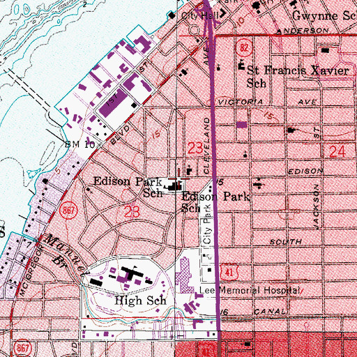 Topographic Map of Edison Park Creative and Expressive Arts School, FL