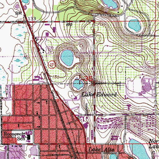 Topographic Map of Lake Edward, FL