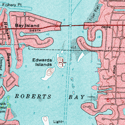 Topographic Map of Edwards Islands, FL