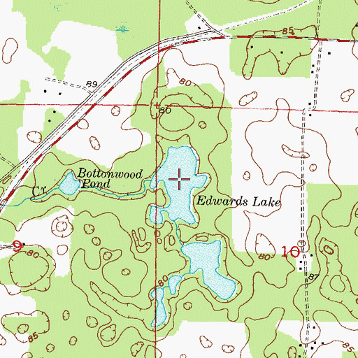 Topographic Map of Edwards Lake, FL