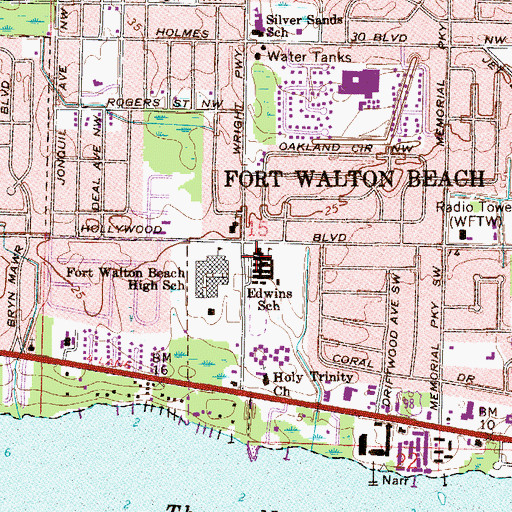 Topographic Map of Edwins Fine and Performing Arts School, FL
