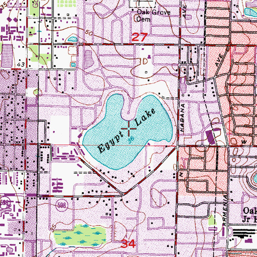 Topographic Map of Egypt Lake, FL
