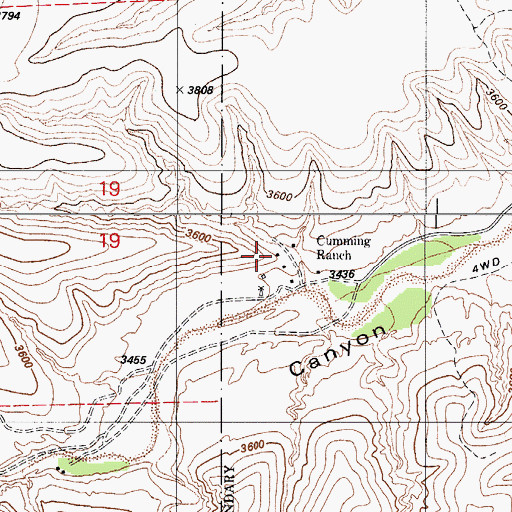 Topographic Map of Cumming Ranch, AZ